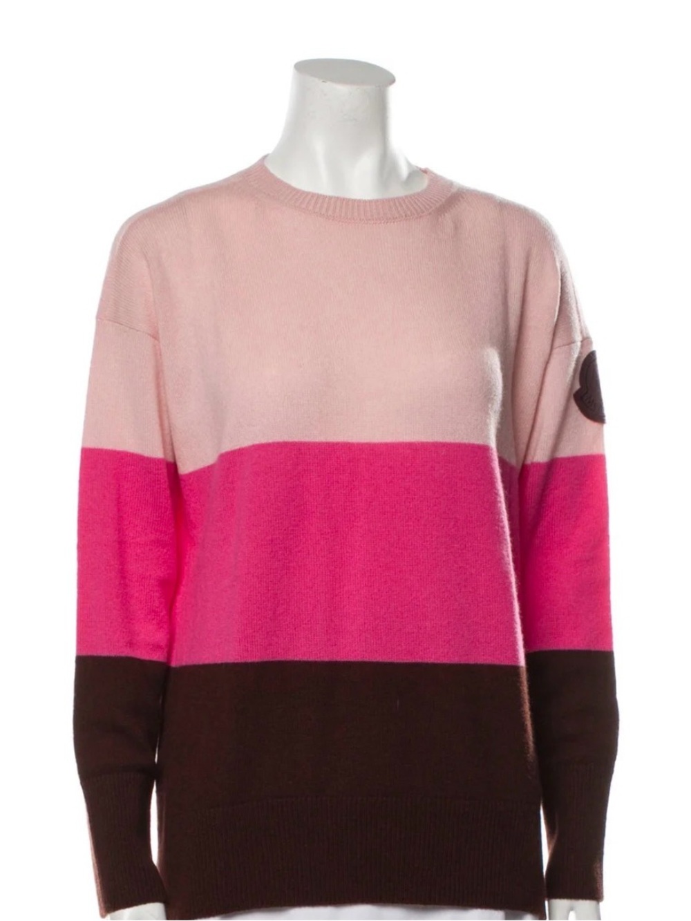 Moncler Pink, Hot Pink & Brown Colorblock Crewneck Sweater